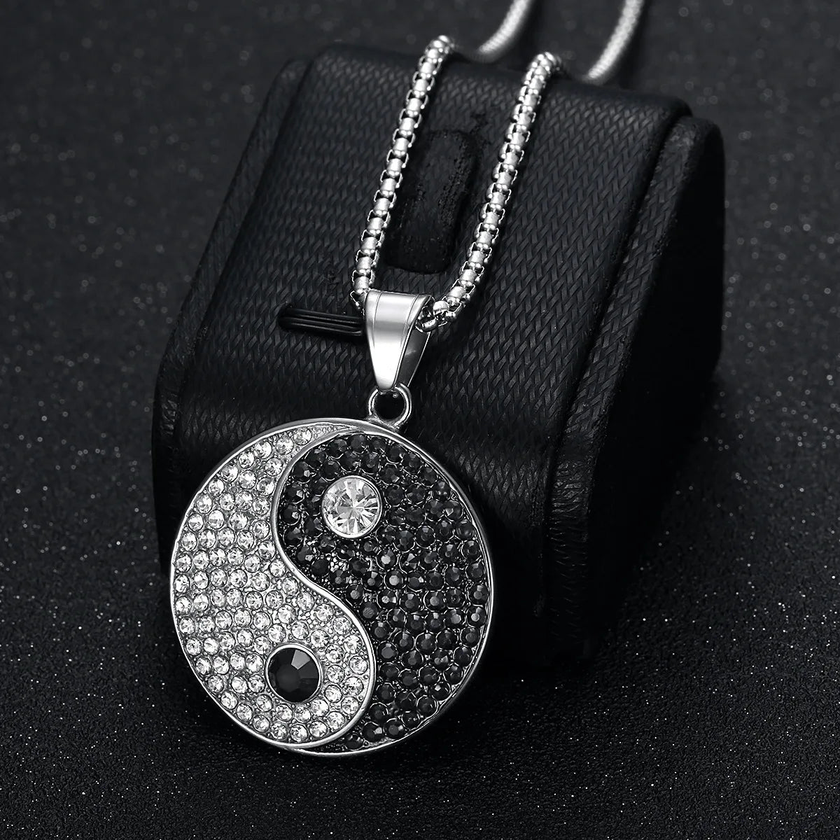Zirconia Yin Yan Balance Pendant Necklace