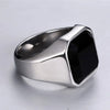 Fashion Stainless Steel Signet Rings with Black Agate Onyx for Men