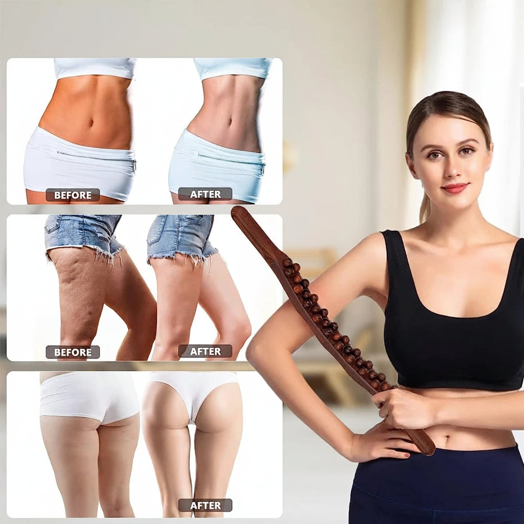 Wooden Pain Relief Handheld Massage Roller – Deep Tissue Acupressure Tool for Foot & Body Massage