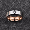 Men 8mm Rose Gold Tungsten Carbide Ring CZ Wedding Engagement Band Comfort Fit