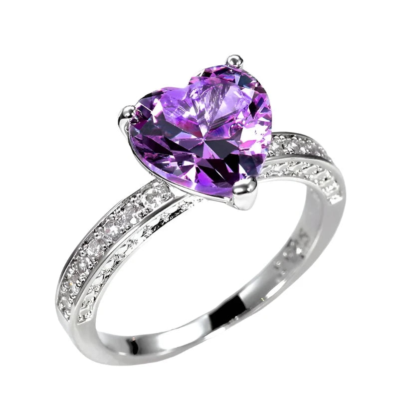 Crystal Wedding Heart Shaped Cubic Zirconia Engagement Women Ring