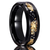 His and Her 6mm/8mm Black and Gold Foil Inlay Tungsten Couple Wedding Rings Set