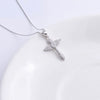 Sterling Silver Winged Cross with Cubic Zirconia Crystals Necklace