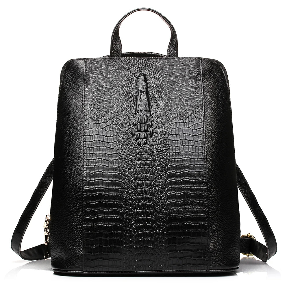 Luxury Crocodile Pattern PU Leather Backpack