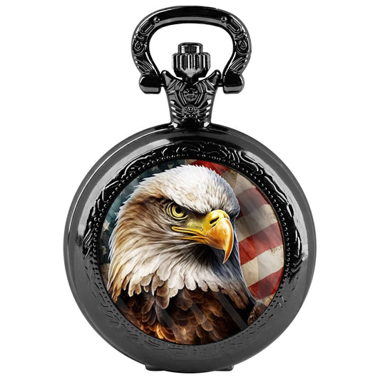 Classic Pocket Watch with Aquila Eagle American Flag