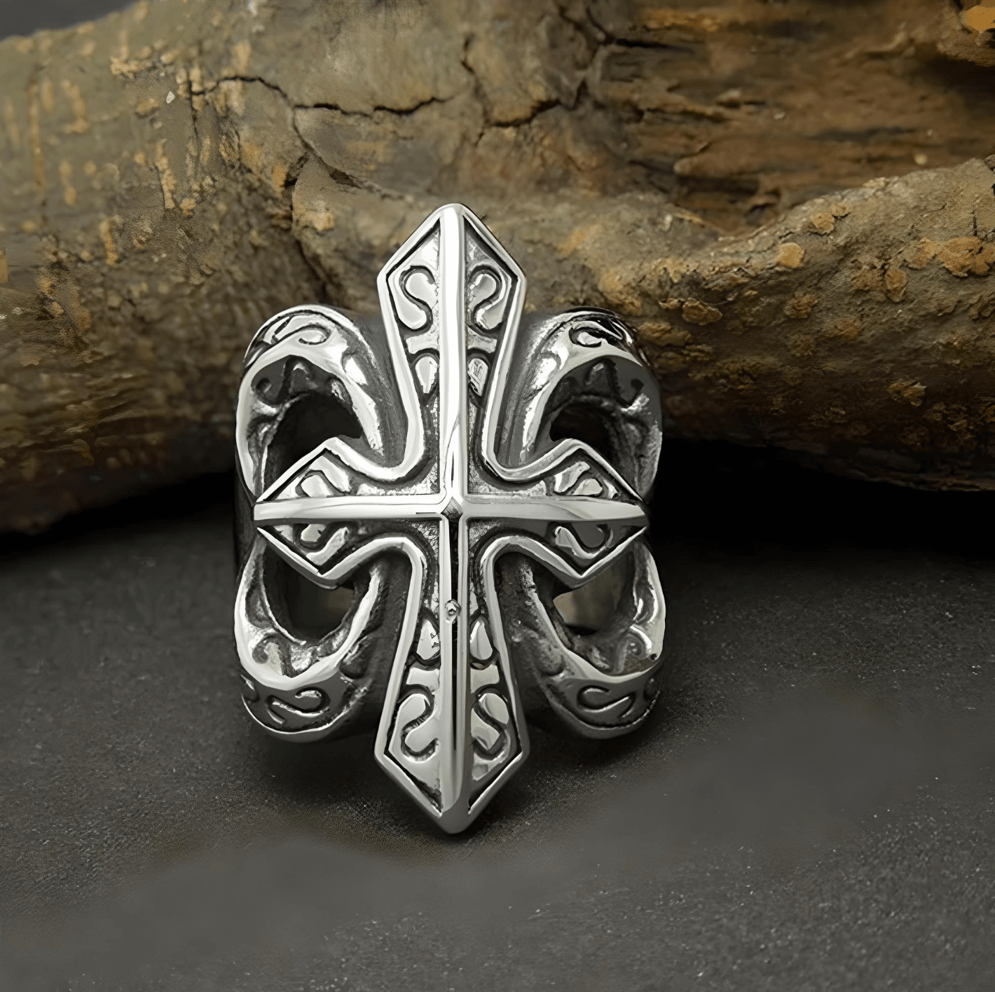 Big Cross 316L Stainless Steel Fashion Punk Style Ring-Rings-Innovato Design-7-Innovato Design