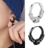 Men's Stainless Steel Stud Hoop Huggie Earrings Black Totem Punk Rock 4 Pairs