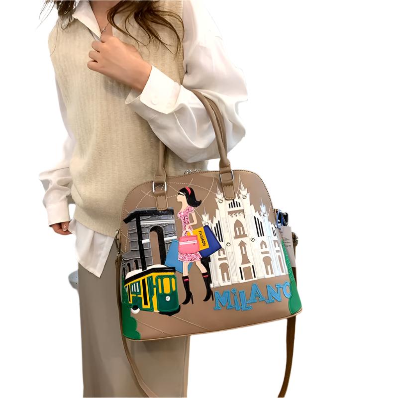 Vintage Luxury Embroidery PU Leather Tote Bag, Shoulder Bag, Crossbody Bag and Handbag