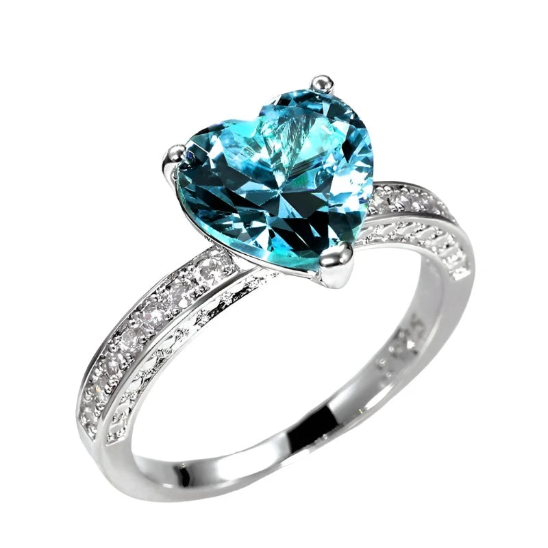 Crystal Wedding Heart Shaped Cubic Zirconia Engagement Women Ring