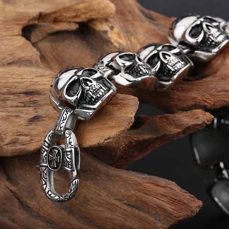 Men’s Stainless Steel Gothic Viking Skull Bracelet
