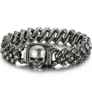 Large Stainless Steel Skull Bracelet Link Chain for Men