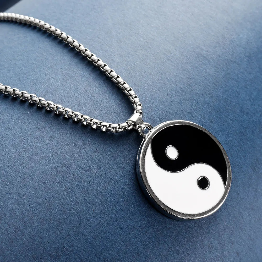 Zirconia Yin Yan Balance Pendant Necklace