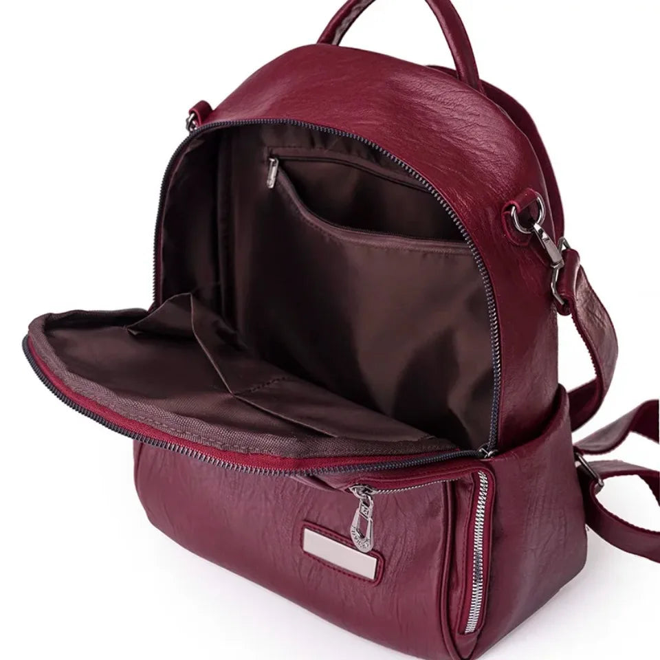 Large Capacity Leather School Bag and Travel Backpack