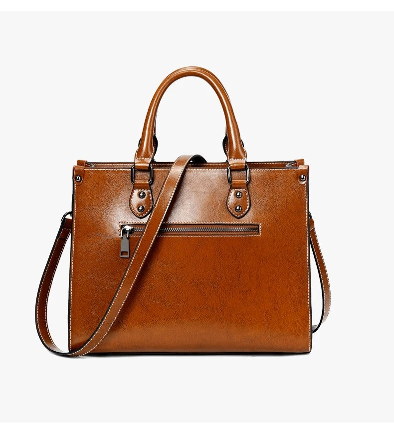 Fashion Designer Oil Wax Leather Tote Bag, Shoulder Bag and Handbag