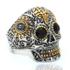 Skull and Cubic Zirconia Punk Style Men's Engraved Ring