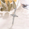 925 Sterling Silver Hollow Heart Cross Pendant Necklace