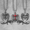 Men's Stainless Steel Pendant Necklace CZ Silver Tone Black Cross Angel Wing