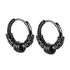 Men's Stainless Steel Stud Hoop Huggie Earrings Black Totem Punk Rock 4 Pairs