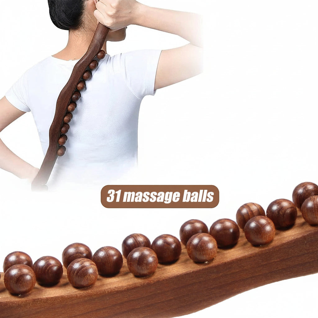 Wooden Pain Relief Handheld Massage Roller – Deep Tissue Acupressure Tool for Foot & Body Massage