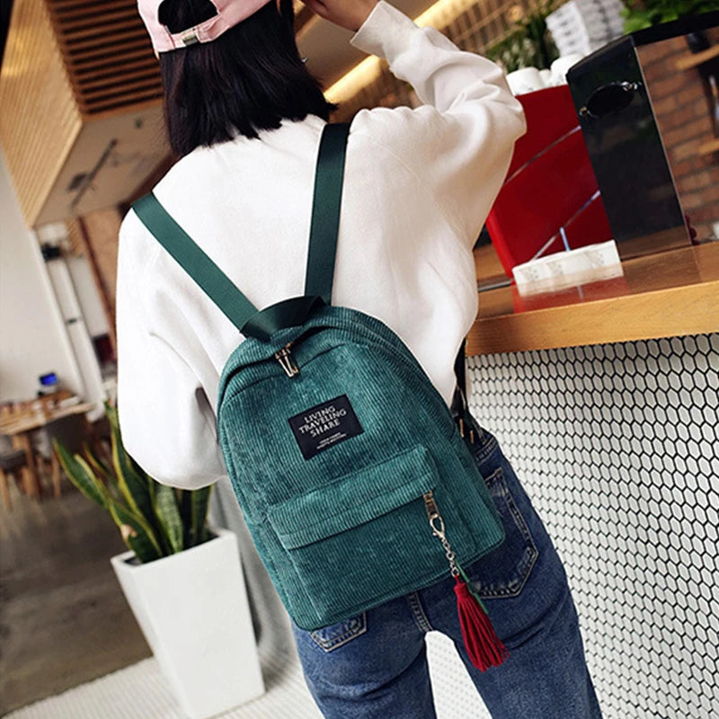 Fashion Corduroy 20 to 35 Litre Backpack for Women