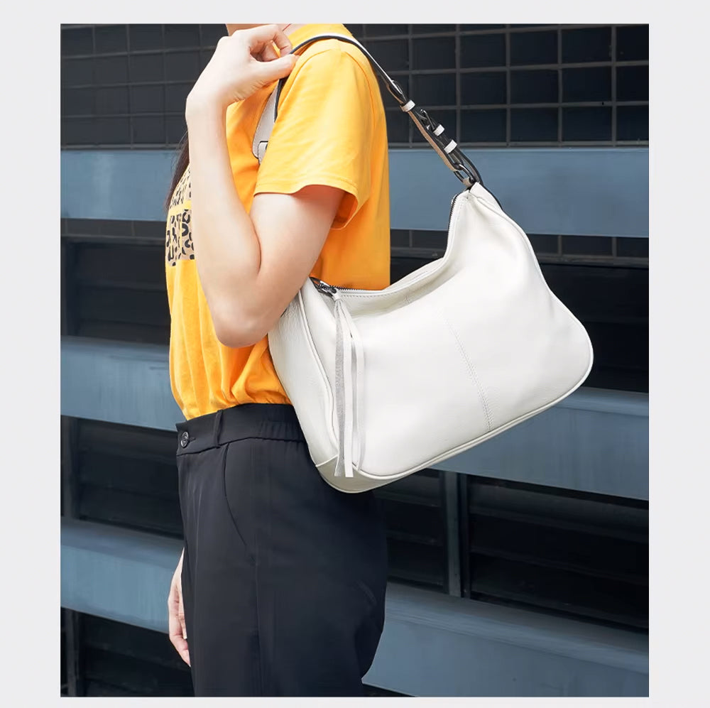 Large Capacity Retro Casual Top-Handle Genuine Leather Messenger Bag, Tote Bag and Handbag