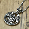 Men's Stainless Steel Pendant Necklace Silver Tone Black Irish Celtic Knot Triquetra