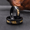 His and Her 6mm/8mm Black and Gold Foil Inlay Tungsten Couple Wedding Rings Set