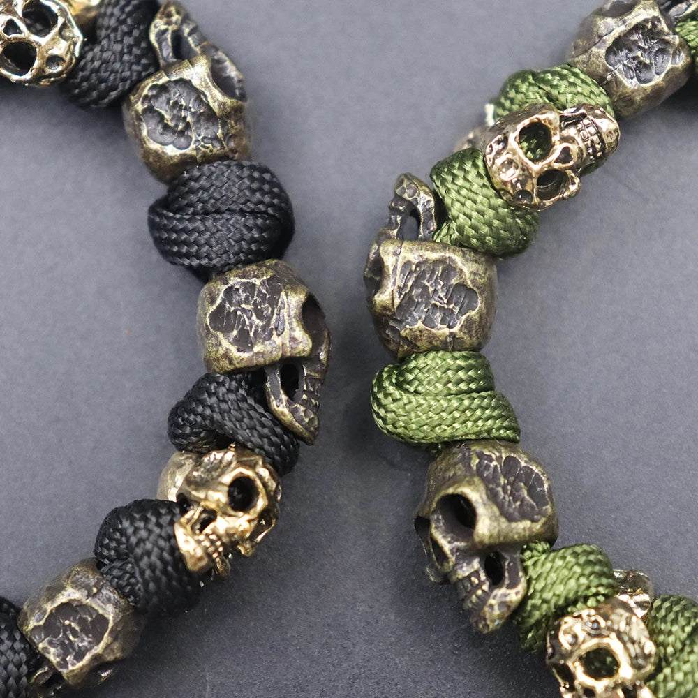 Vintage Outdoor Braided Rope Paracord Skull Bracelet