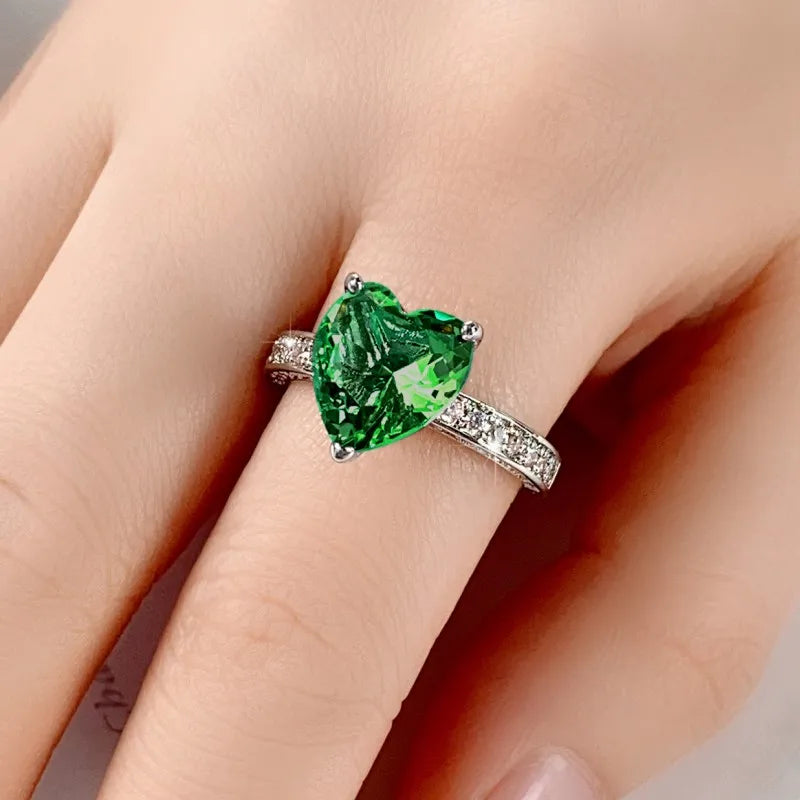 Crystal Wedding Heart Shaped Cubic Zirconia Engagement Women Ring