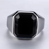 Fashion Stainless Steel Signet Rings with Black Agate Onyx for Men