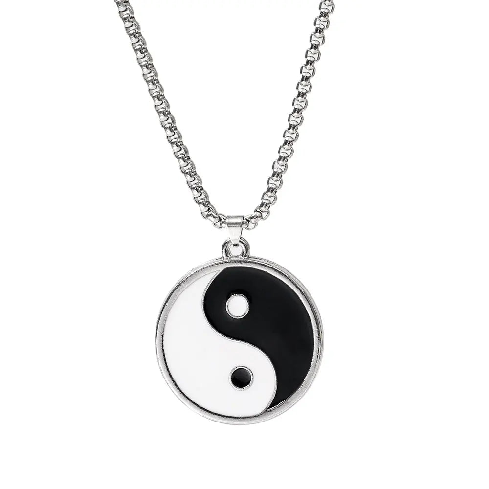 Zirconia Yin Yan Balance Pendant Necklace