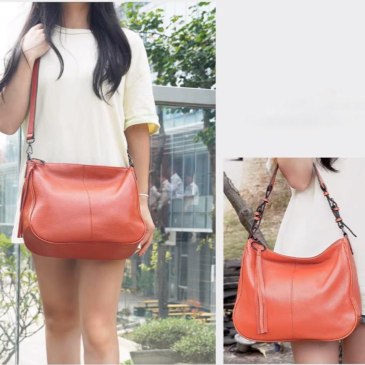 Large Capacity Retro Casual Top-Handle Genuine Leather Messenger Bag, Tote Bag and Handbag