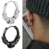 Men's Stainless Steel Stud Hoop Huggie Earrings Black Totem Punk Rock 4 Pairs