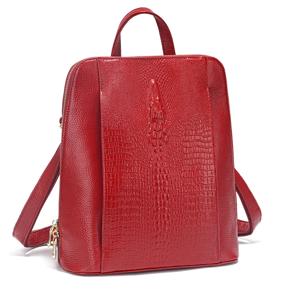 Luxury Crocodile Pattern PU Leather Backpack