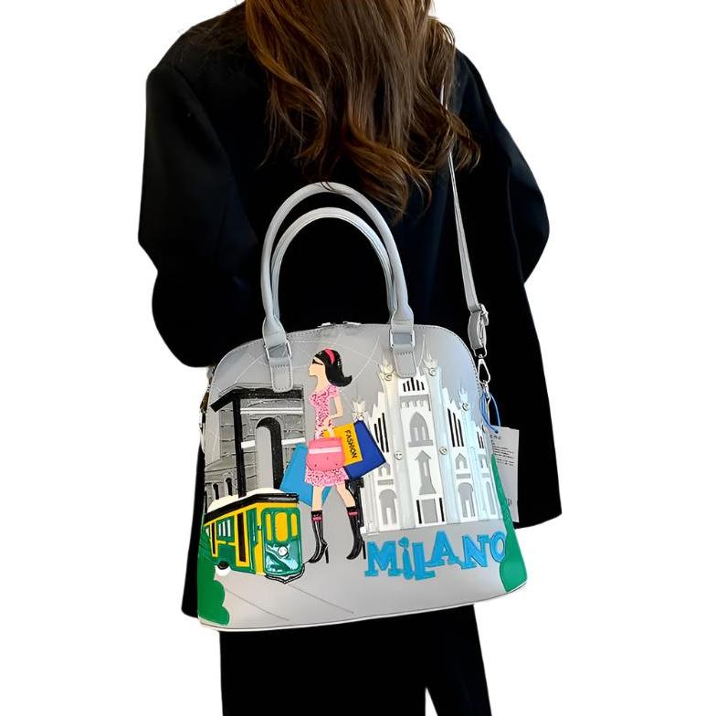 Vintage Luxury Embroidery PU Leather Tote Bag, Shoulder Bag, Crossbody Bag and Handbag