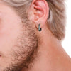 Men's Stainless Steel Stud Hoop Huggie Earrings Silver Tone Black