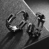 Men's Stainless Steel Stud Hoop Huggie Steampunk Chain Earrings Black