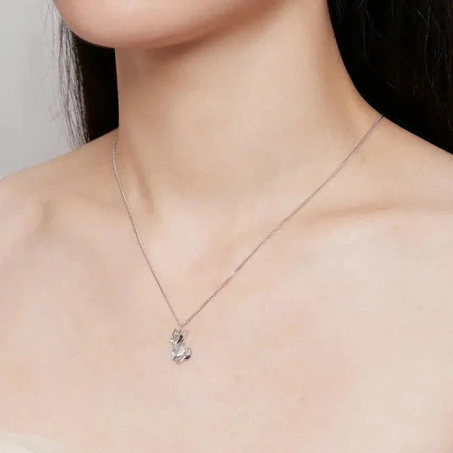 925 Sterling Silver Fox Pendant Necklace Jewelry Women Girl Gift