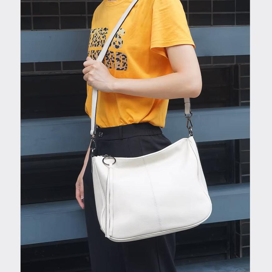 Large Capacity Retro Casual Top-Handle Genuine Leather Messenger Bag, Tote Bag and Handbag