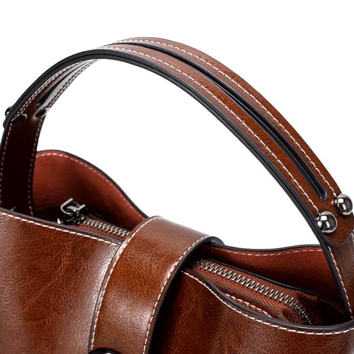 Luxury Oil Wax Leather Tote Bag and Handbag