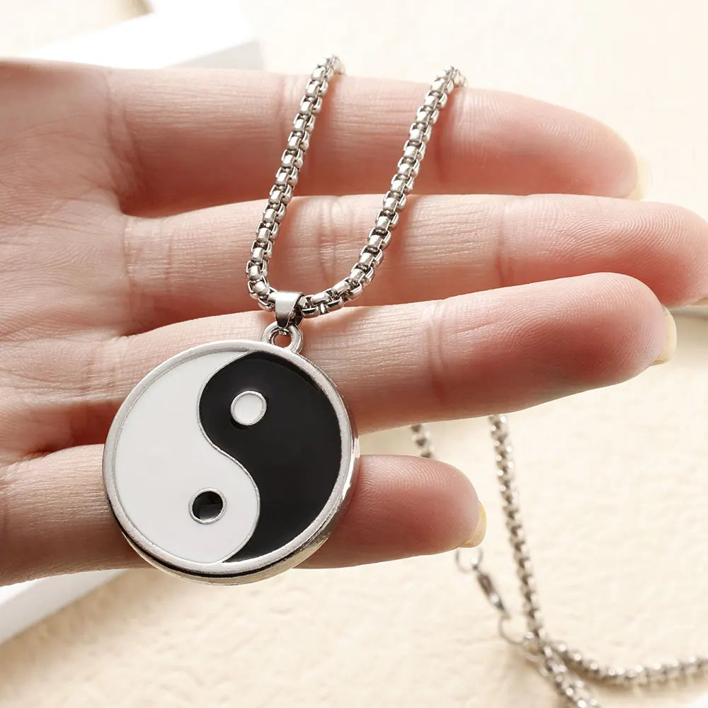 Zirconia Yin Yan Balance Pendant Necklace