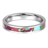 His and Her Tungsten Turquoise Pink Inlay Wedding Couple Rings Set