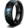 His & Her 4mm/8mm Opal Inlay Tungsten Carbide Wedding Bands Set Couple Rings