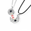 2pcs Men Women Couples Stainless Steel Magnetic 100 Languages I Love You Necklace
