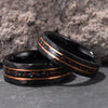 His & Her 6mm/8mm Red Meteorite Hammered Wedding Couple Rings Set