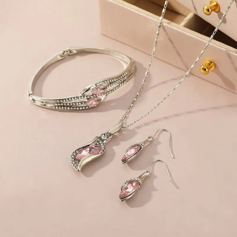 Austrian Crystal Flame Necklace, Bracelet & Earrings Fashion Jewelry Set