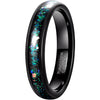 His & Her 4mm/8mm Opal Inlay Tungsten Carbide Wedding Bands Set Couple Rings