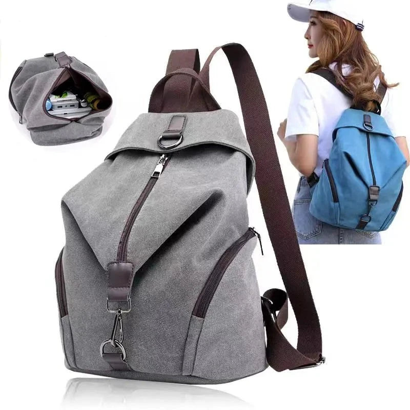 Blue Denim Canvas 20 Liter Backpack for Teenage Girls