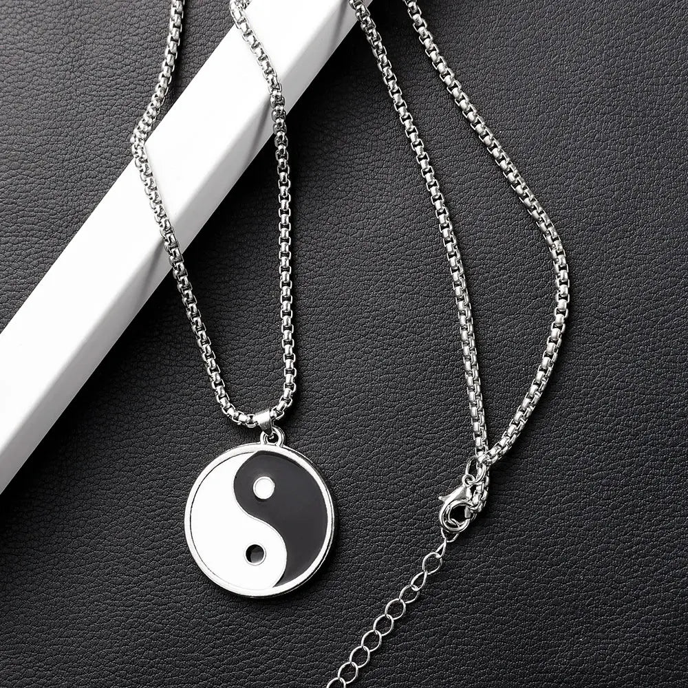 Zirconia Yin Yan Balance Pendant Necklace