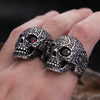 Skull and Cubic Zirconia Punk Style Men's Engraved Ring